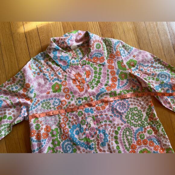 60s Vintage Pink Floral Shirt Dress - Picture 8 of 8
